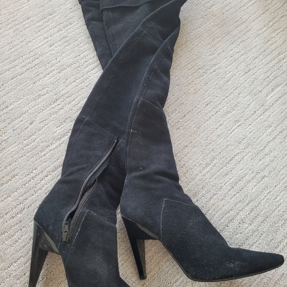 H&M HIGH HEELS OVER KNEE BOOTS REAL SUEDE LEATHER LIMITED EDITION - Picture 4 of 7